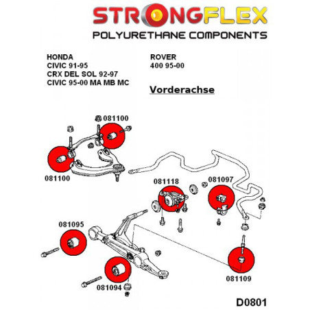Bush kit front upper and lower control arm