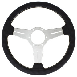 Nardi Classic Steering Wheel - Leather with Satin Spokes & Grey Stitching - 330mm