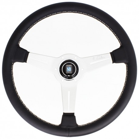 Nardi Classic Steering Wheel - Leather with Satin Spokes & Grey Stitching - 360mm