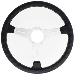 Nardi Classic Steering Wheel - Leather with Satin Spokes & Grey Stitching - 360mm	