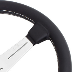 Nardi Classic Steering Wheel - Leather with Satin Spokes & Grey Stitching - 360mm	