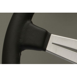 Nardi Classic Steering Wheel With Leather Trim Ring - Leather with Satin Spokes & Grey Stitching - 360mm