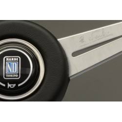 Nardi Classic Steering Wheel With Leather Trim Ring - Leather with Satin Spokes & Grey Stitching - 360mm