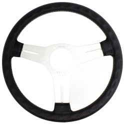 Nardi Competition Steering Wheel - Leather with Satin Spokes & Grey Stitching - 330mm