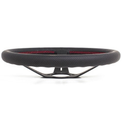 Nardi Deep Corn Steering Wheel - Perforated Leather with Black Spokes & Red Stitching