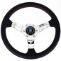 Nardi Deep Corn Steering Wheel - Perforated Leather with Polished Spokes & Red Stitching