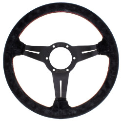 Nardi Deep Corn Steering Wheel - Suede with Black Spokes & Red Stitching