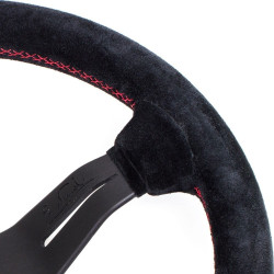 Nardi Deep Corn Steering Wheel - Suede with Black Spokes & Red Stitching