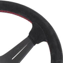 Nardi Deep Corn Steering Wheel - Suede with Black Spokes & Red Stitching