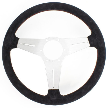 Nardi Deep Corn Steering Wheel - Suede with Satin Spokes & Red Stitching - 350mm