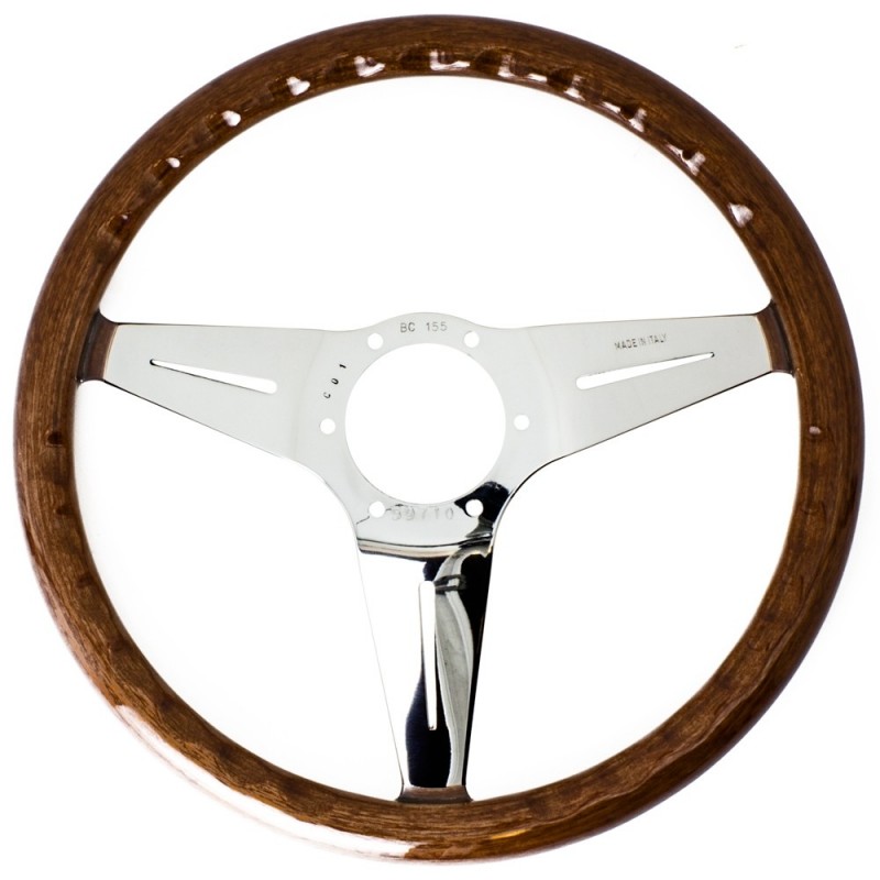 Nardi Deep Corn Steering Wheel - Wood with Polished Spokes - JDM Heart