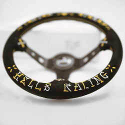 T&E Vertex JDM Steering Wheel - Speed Gold/Silver Hells Racing DESIGNED BY: JUN WATANABE